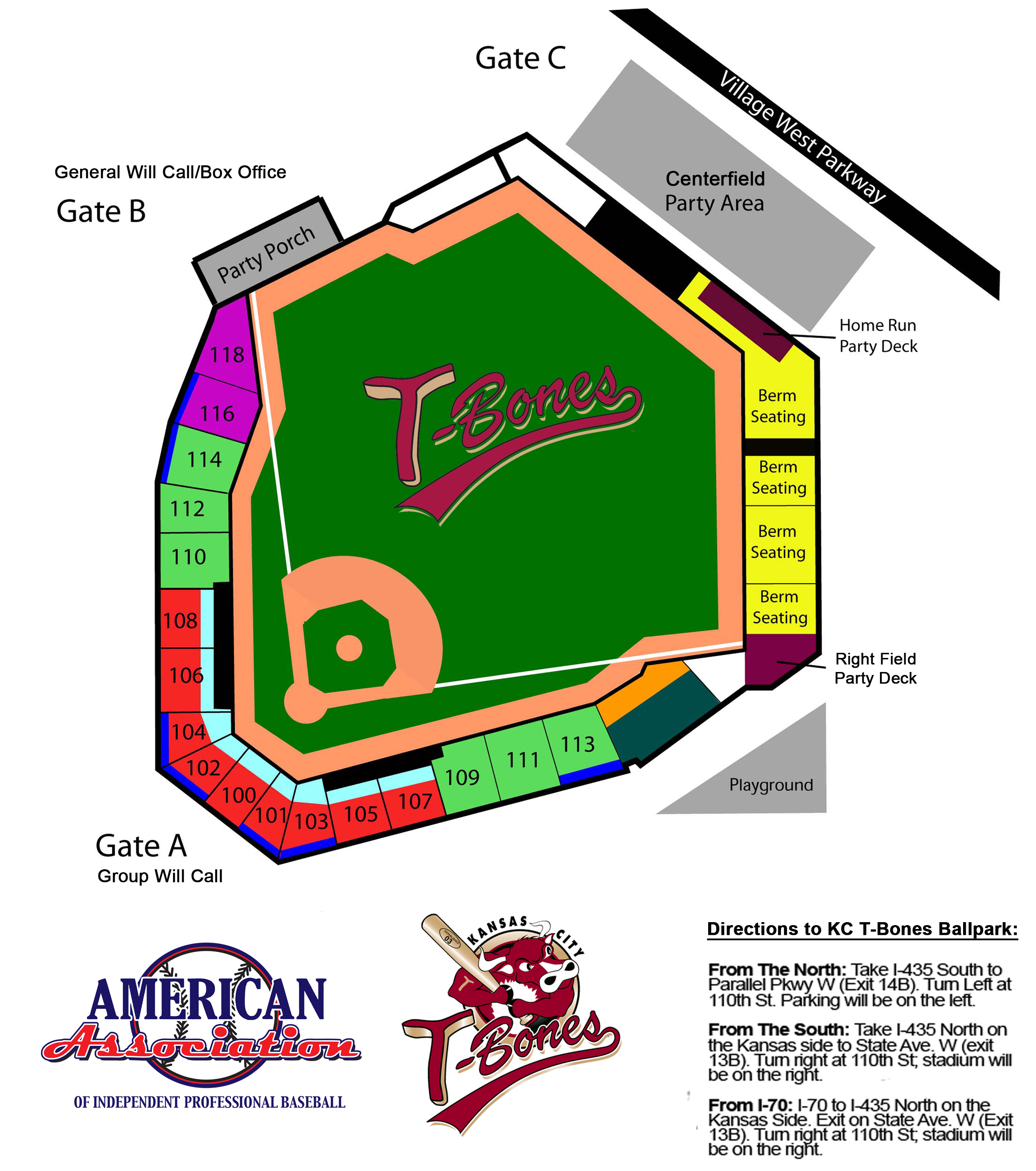 The Official Site of the Kansas City TBones Stadium Map